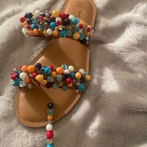 2 Strap Colorful Bead Sandals